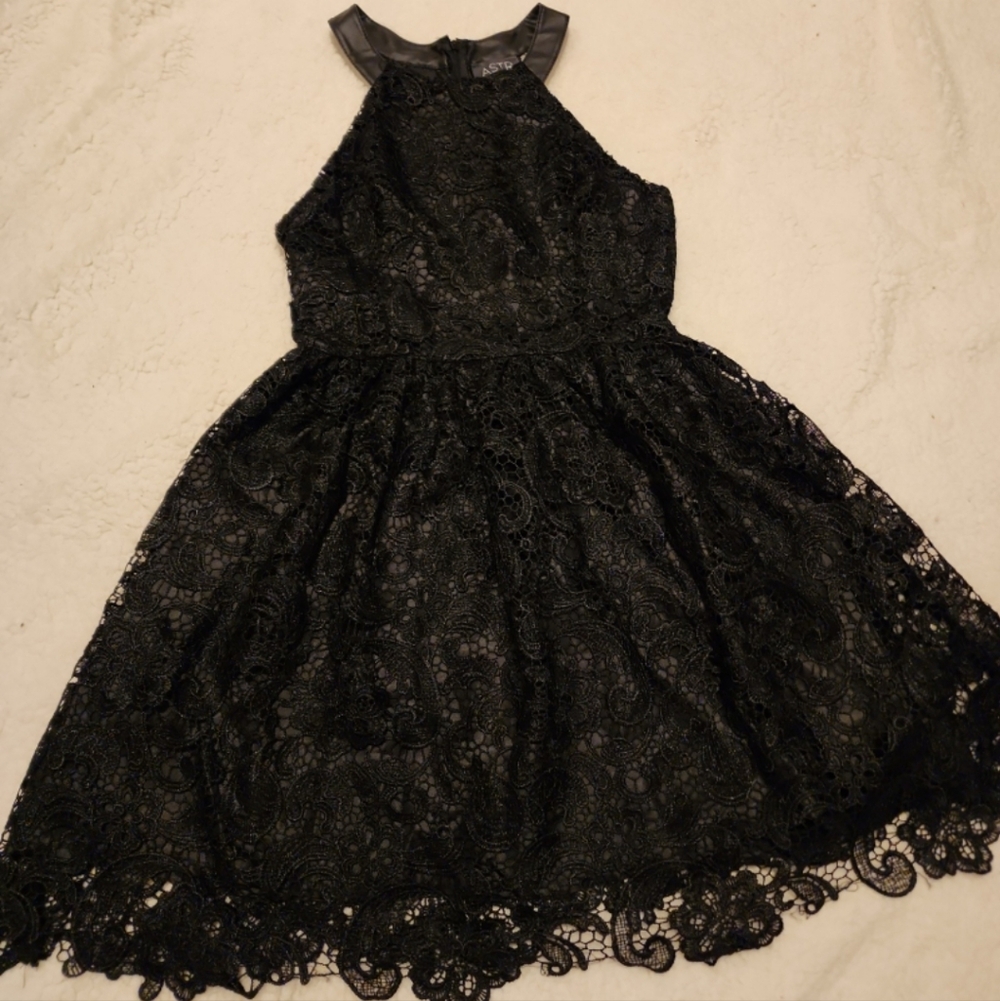 Free Shipping And Discount Added ASTR Little Black Lace Dress Sz Medium